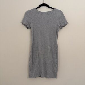 Abound Gray Ribbed T-Shirt Dress Lettuce Hem Size Small